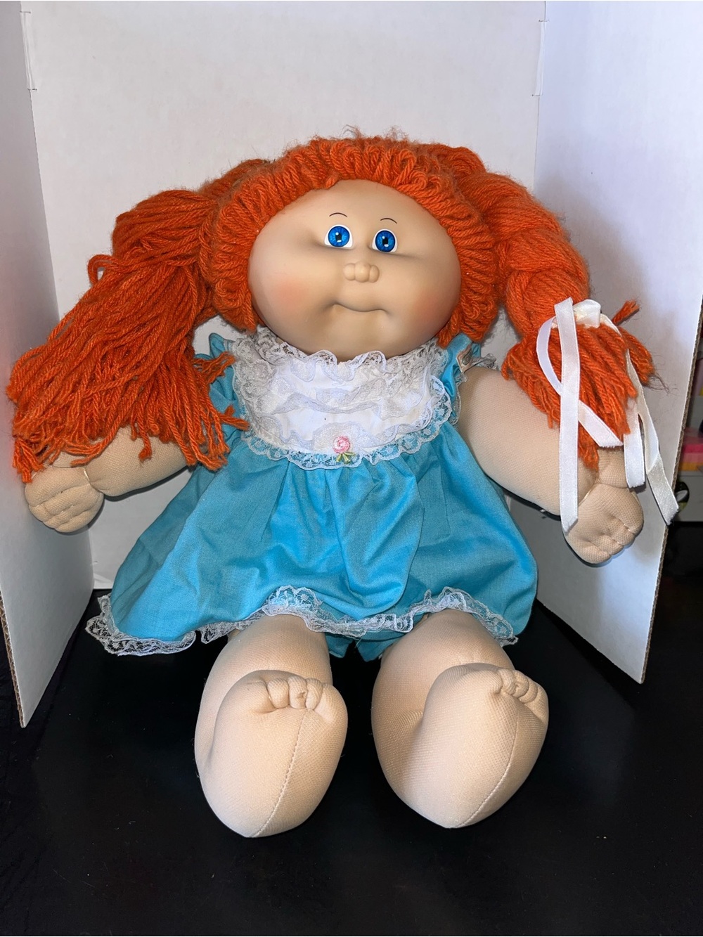 VintageCabbage Patch Kids Coleco girl doll red braided hair blue eyes